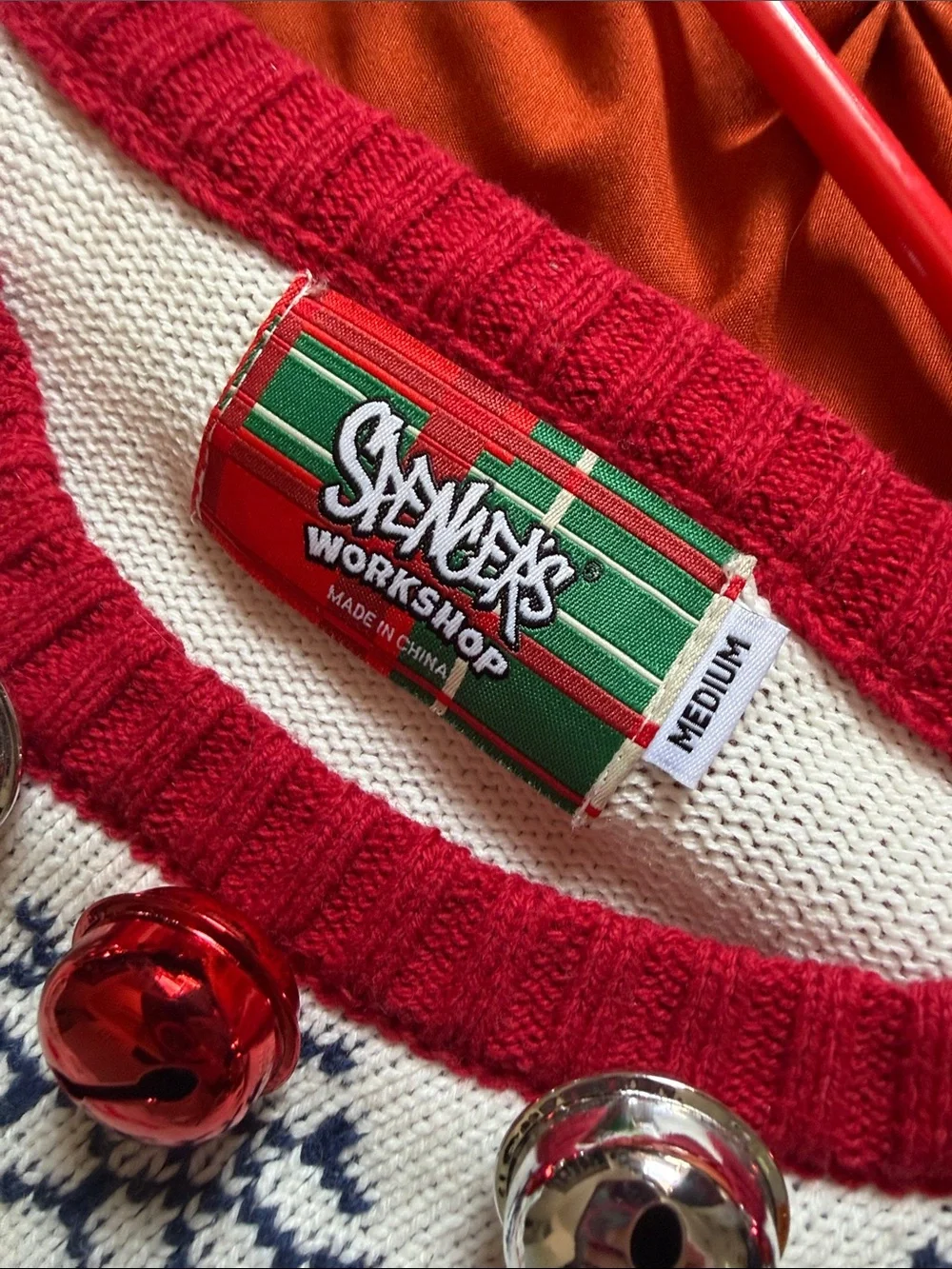 Spencer's Red, Green & White Holiday Sweater with Jingle Bells - Picture 2 of 2